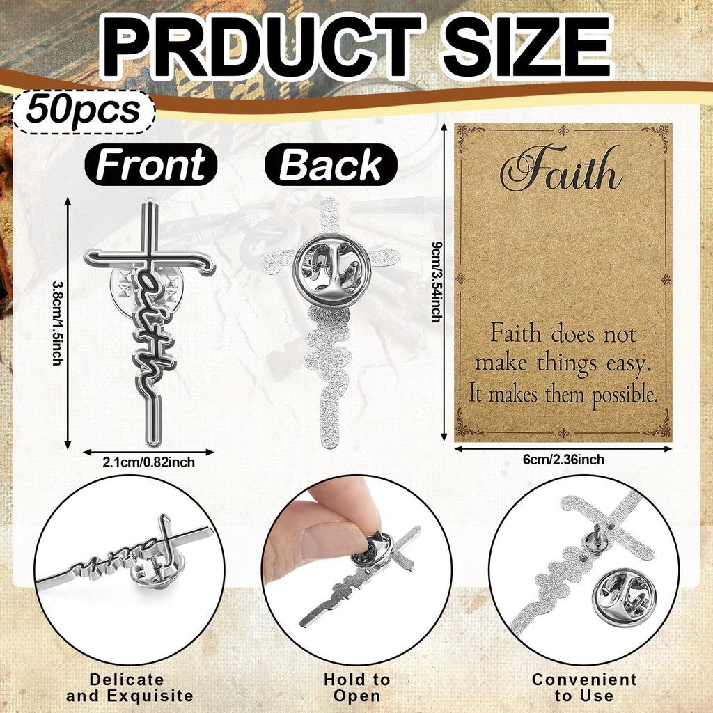 Landical 50 Pcs Christian Cross Lapel Pins Hard Enamel Faith Brooch Gifts