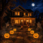 Solar Halloween Pumpkin Lights, 2 Pack Outdoor Pathway Stake Lights