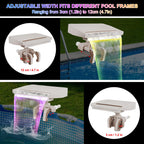 Pool Fountain Waterfall for Above Ground Pools, Swimming Pool Attachment Accessories, Relaxing Cascade Soothing Waterfall, Fits Various Frame Pools (with 7 LED Light)