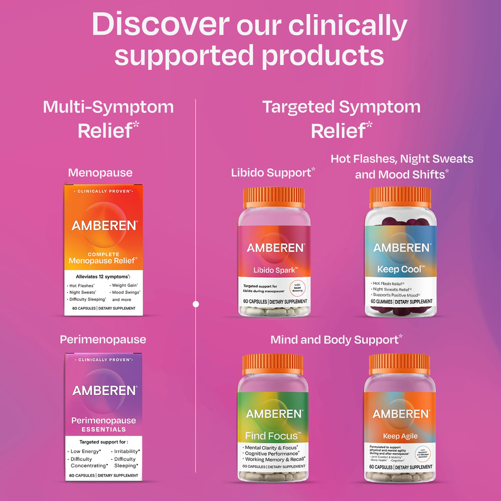 Amberen Perimenopause, Peri-Menopause Multi-Symptom Relief, Vitamin B, Vitamin E & Antioxidants Supplement, Helps Support Hormone Balance, Hot Flashes & Night Sweats, Supplements for Women, 180 Count
