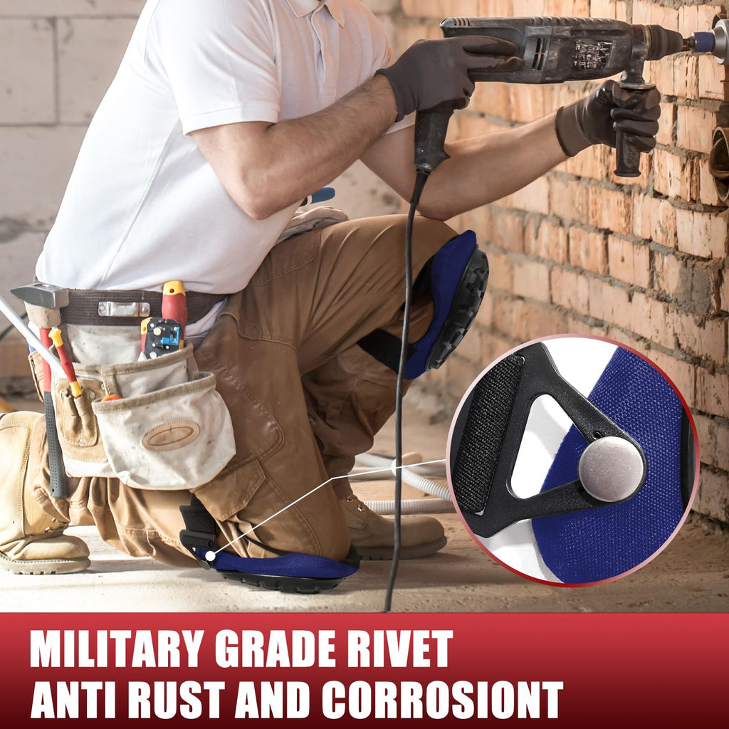 FREEKYROCK Professional Knee Pads for Work Construction with Heavy Duty Cap Foam Padding Gel Cushion Knee Pads for Men, Comfortable Adjustable Strong Strap, Military Grade Rivet for Flooring Gardening, Blue