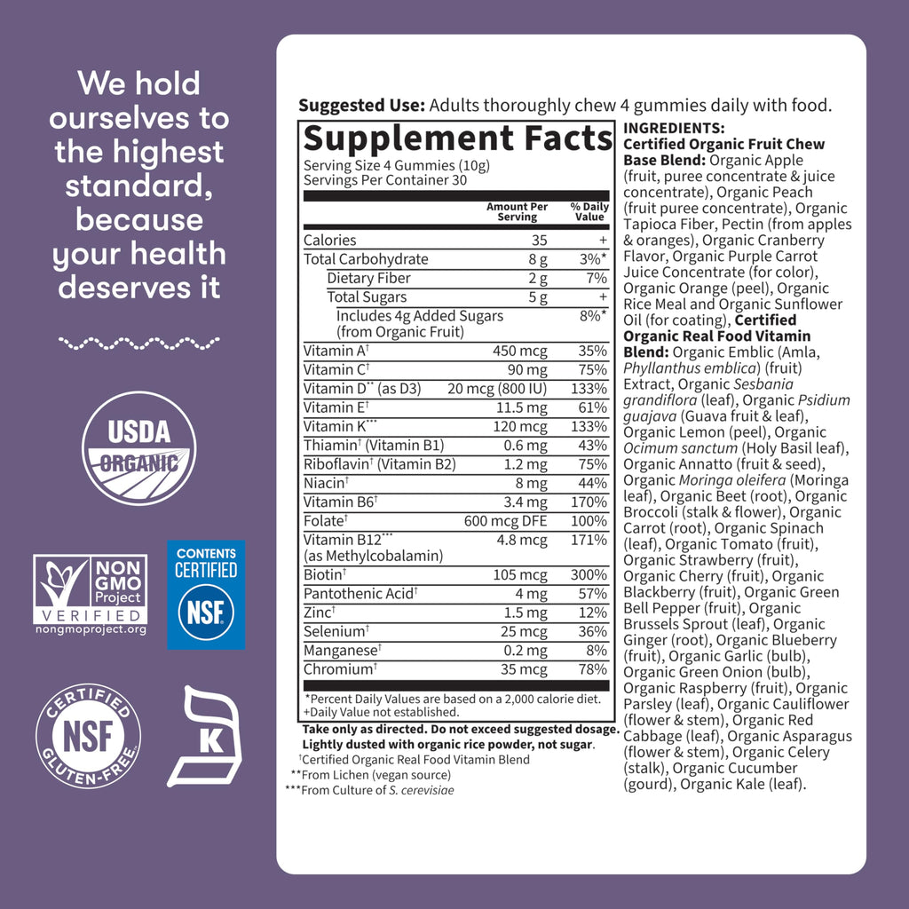 Garden of Life Organics Prenatal Gummies Multivitamin with Vitamin D3, B6, B12, C & Folate for Healthy Fetal Development – Organic, Non-GMO, Gluten-Free, Vegan, Berry Flavor, 30 Day Supply
