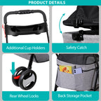 Epetlover 4 Wheels Dog Stroller with Detachable Carrier Folding Pet Strolling Cart for Small Medium Cats Puppies with Storage Basket Cup Holder, Gray
