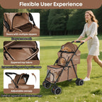Double Pet Stroller for Dogs and Cats,Cat Strollers for 2 Cats,Double Dog Stroller for 2 Small Medium Dogs,4 Lockable Wheels/Lightweight/Folding,Khaki