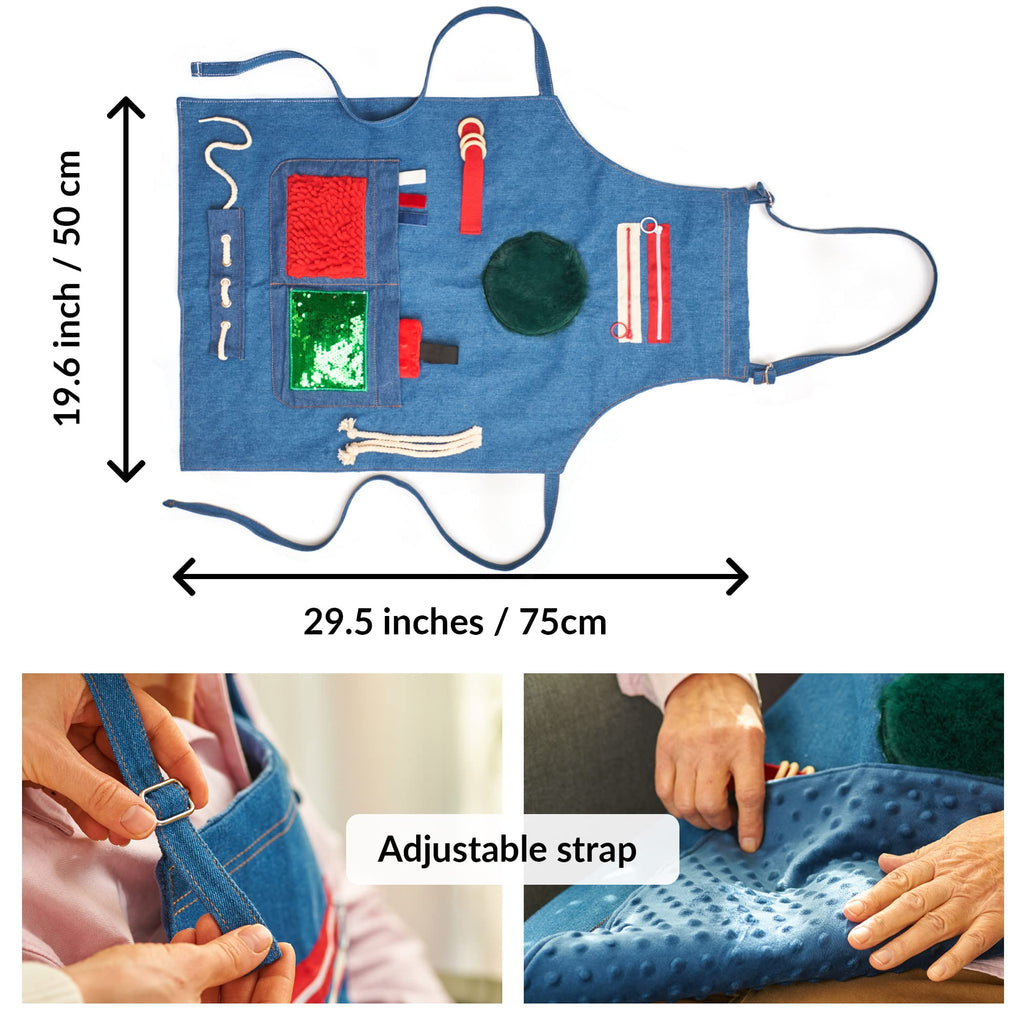 ODOXIA Fidget Apron for Elderly | Fidget Blanket for Dementia | Dementia Products for Elderly | Gift and Activities for Seniors with Alzheimer’s | Sensory Toys