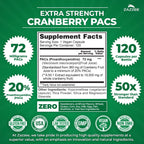 Zazzee Cranberry PACs, 72 mg PACs per Capsule, 2X Strength, 100% Soluble, 120 Vegan Capsules, 50:1 Extract, 18,200 mg Strength, Fast-Acting, Effective Urinary Tract Support, Made in The USA