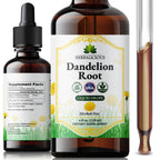 HERBALICIOUS Dandelion Root Extract Liquid Drops 4 oz (Alcohol Free) – Organic Dandelion Root Extract 650mg per Serving, Easy-to-Use Liquid Tincture with Vegetable Glycerin, 168 Servings