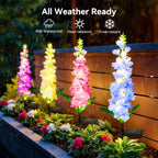 KOOPER Solar Lights Outdoor Garden Decor, 8 Pack Upgraded Delphinium Solar Garden Lights with 72 LEDs, Vivid Flowers Outdoor Waterproof for Landscape Patio Yard Decor