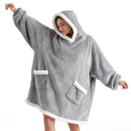 Bedsure Wearable Blanket Sherpa Hoodie Halloween Gifts, Grey, Standard