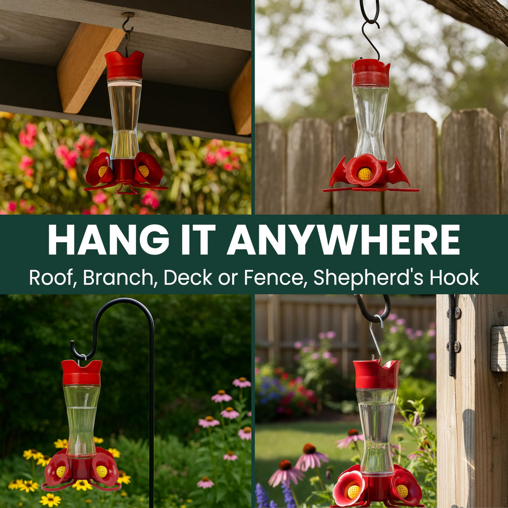 Perky-Pet Glass Hummingbird Feeders for Outdoors, 8 oz Nectar Capacity