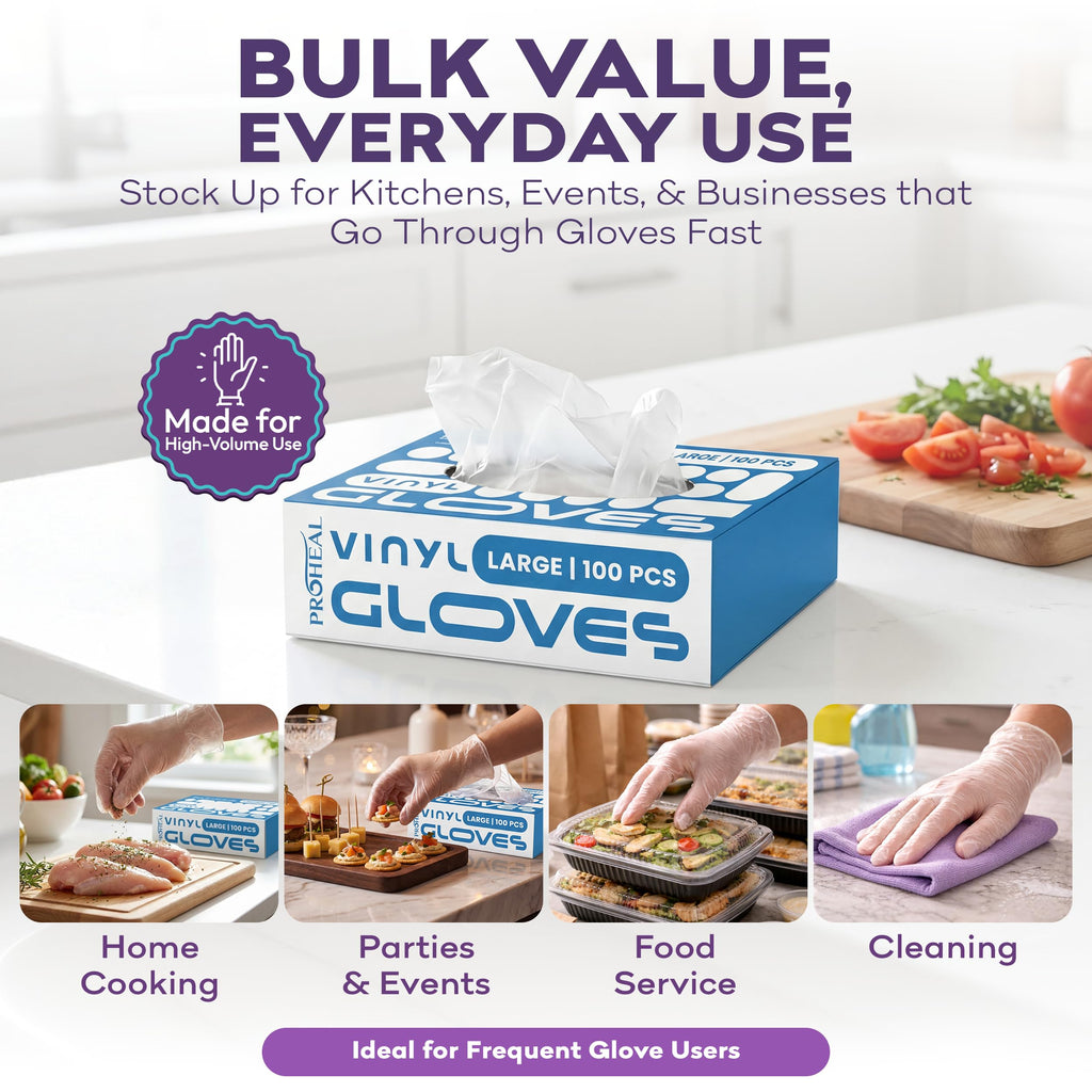 Vinyl Disposable Gloves X Large - 1000 Count Case Clear Food Safe Cooking and Household Cleaning Gloves - Powder Free and Latex Free Kitchen Glove for Meal Prep and Food Service
