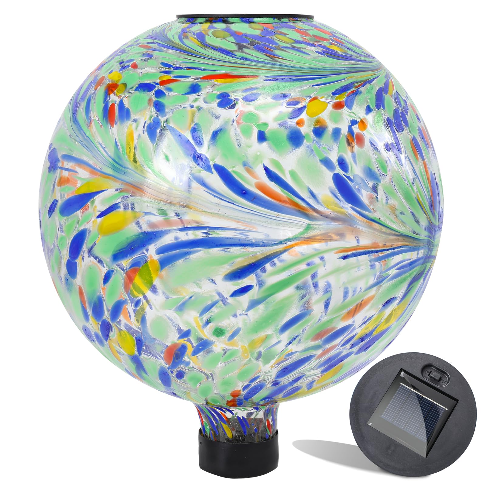 VCUTEKA Solar Gazing Ball, Glass Garden Globes for Outdoor Yard Decor, 10“
