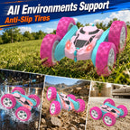 Hamdol Pink Remote Control Car for Girls, 360° Flipping Stunt Car with LED Headlights, Rechargeable 4WD Electric Toy Vehicle, Princess Gift for 6 7 8 9 10 11 Year Old Girls, Birthday & Christmas Toy