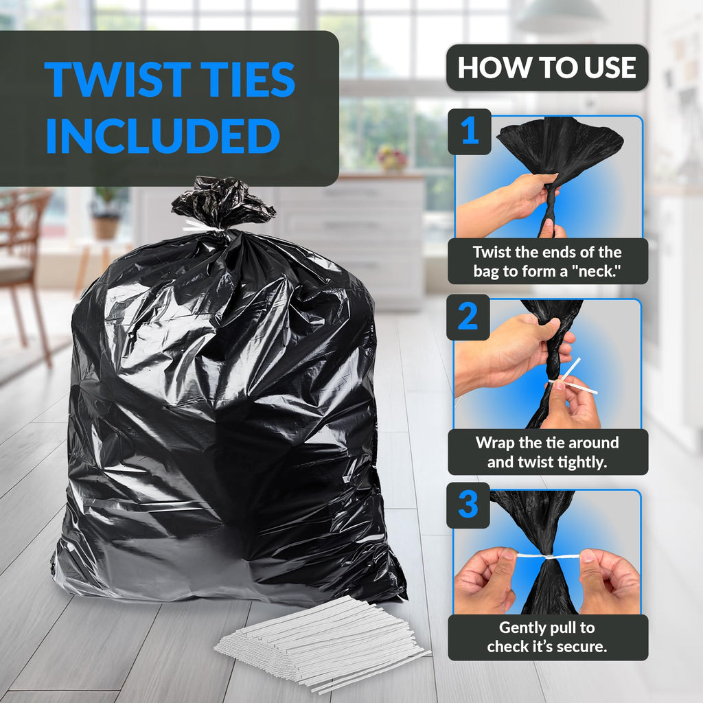 Reli. 40 to 45 Gallon Trash Bags Heavy Duty | 250 Trash Bags with Ties | Super Sizeable, Black, Serious Garbage Cleanup