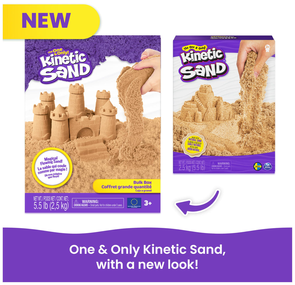 Kinetic Sand, 5.5lbs (2.5kg) Natural Brown Play Sand, Bulk Box for Arts and Crafts, Sandbox (Packaging May Vary), Moldable Sensory Toys, Ages 3 and up