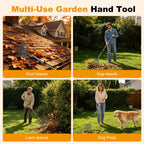 Heavy Duty Garden Rake, Metal Leaf Rake with 73 Inch Adjustable Handle and 25 Tines for Lawn, Yard, Garden Beds, Leaves, Debris and Shrubs