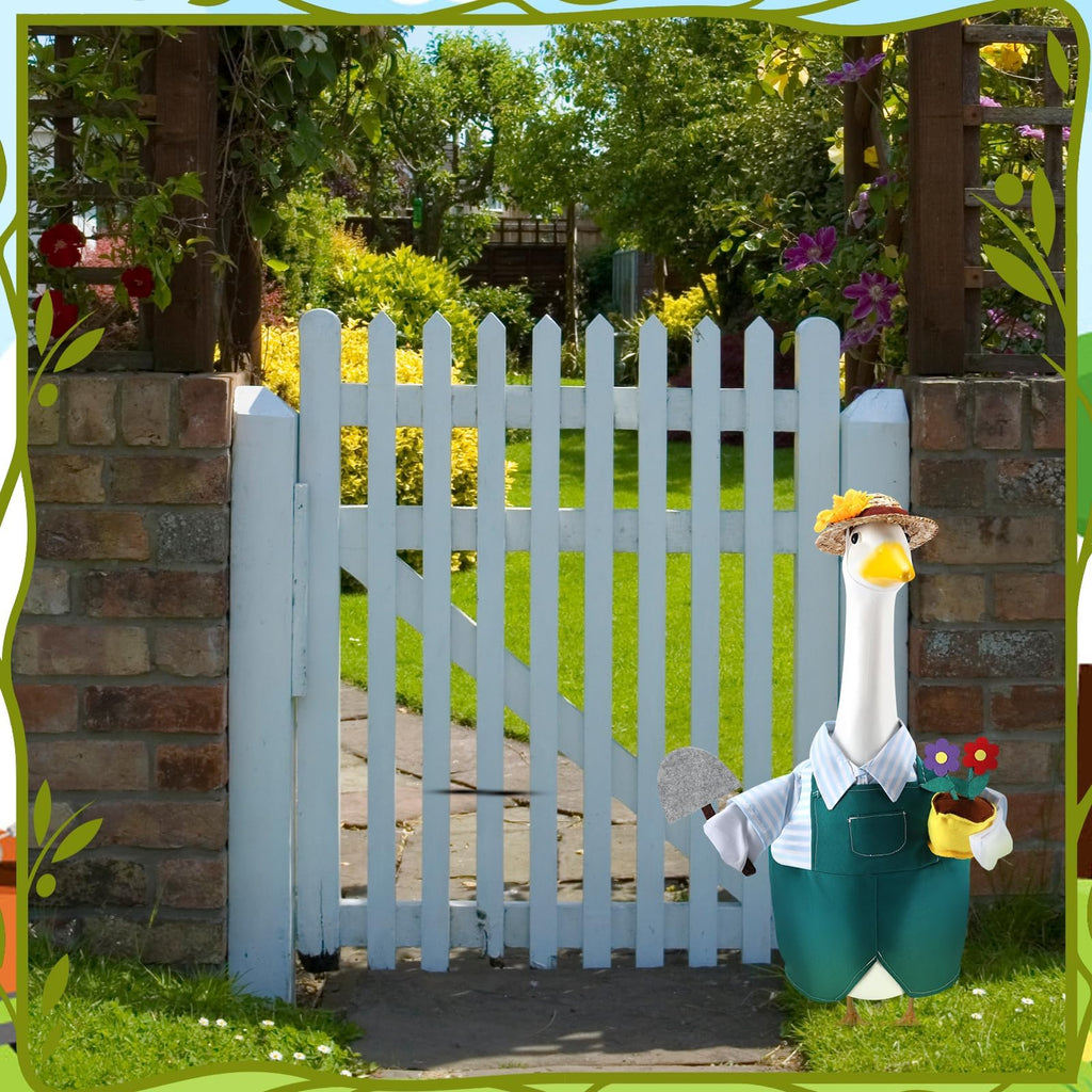 EKOREST Gardener Porch Goose Outfits for 23 Inch Lawn Statue