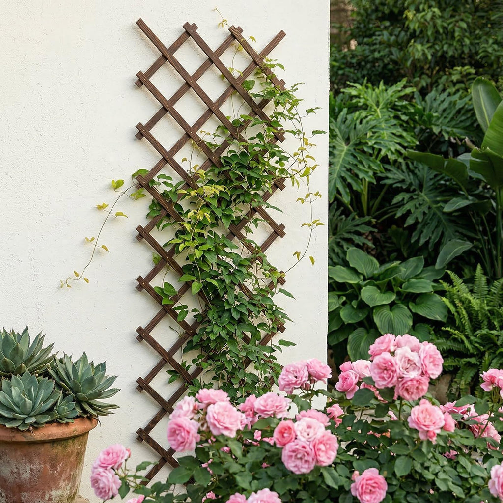 2 PCS Expandable Garden Trellis, 38" x 89" Trellis for Climbing Plants Outdoor, Wooden Lattice Fence Wall Panel Lattice Panels for Outside, for Climbing Plants Vine Ivy Rose Cucumbers Clematis（2PC）