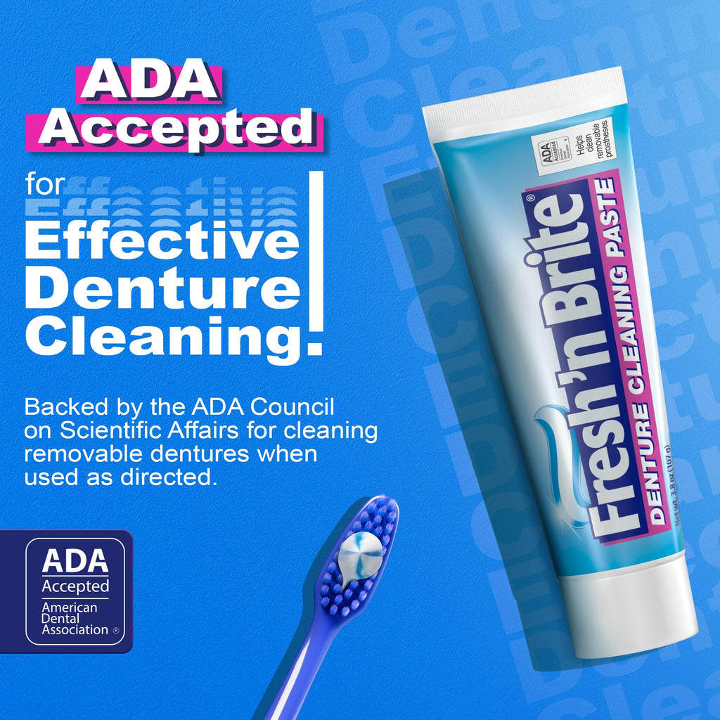 Fresh 'n Brite Denture Cleaner Paste, ADA Accepted Dual Action Formula for Fresh Breath & Gentle Care of Dentures, 1 Count