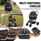 VEVOR Large Pet Stroller for Medium Large Dogs and Cats, Up to 66lbs, Detachable Carrier and Storage Basket