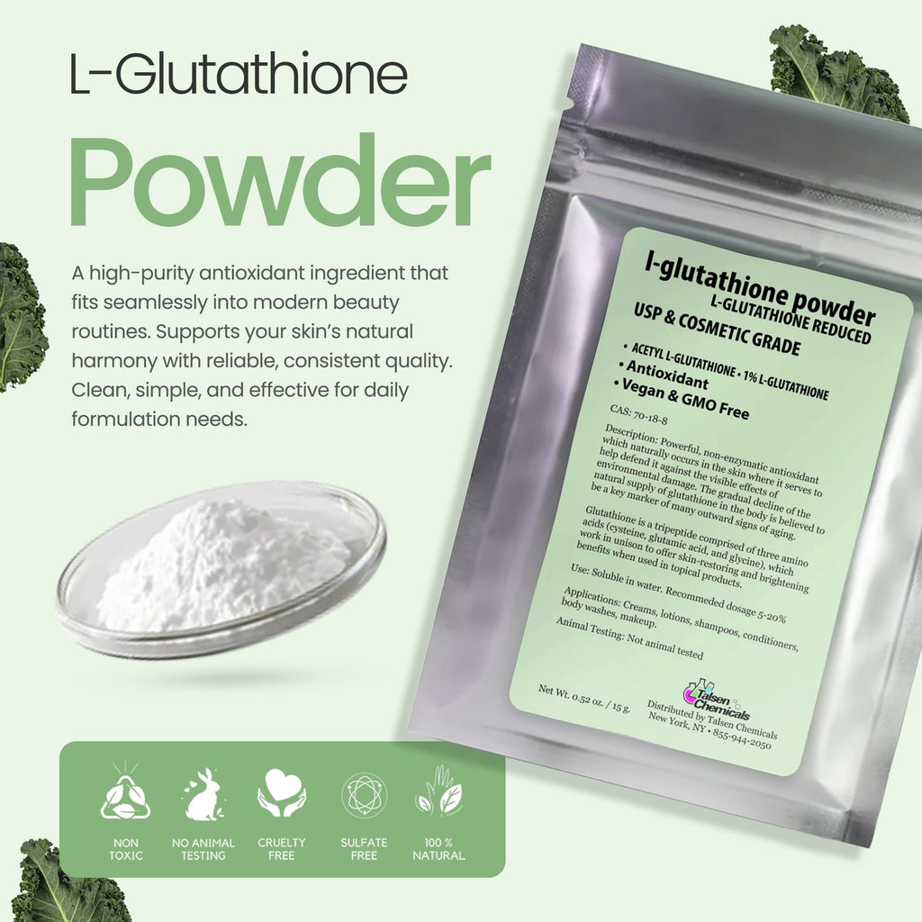 Talsen Chemicals Reduced L-Glutathione Powder DIY Cosmetic Grade Pure Glutathione Organic Powder for Skin, (1 Ounce / 28 gram)