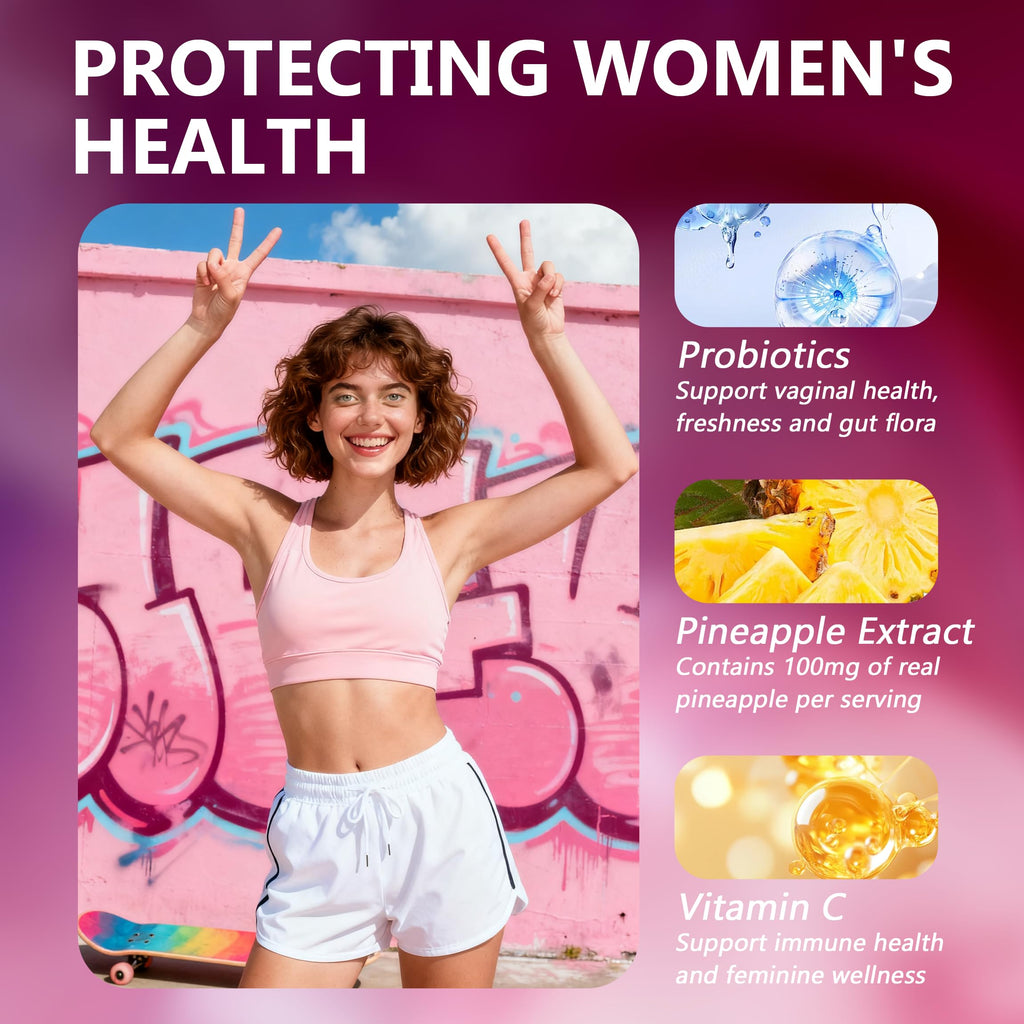 KXVUDE Nuora Feminine Balance Gummies, Premium Feminine Balance Gummies, Vegan Hawaiian Pineapple, Vaginal Health Support, Gluten-Free, 60 Gummies (1)