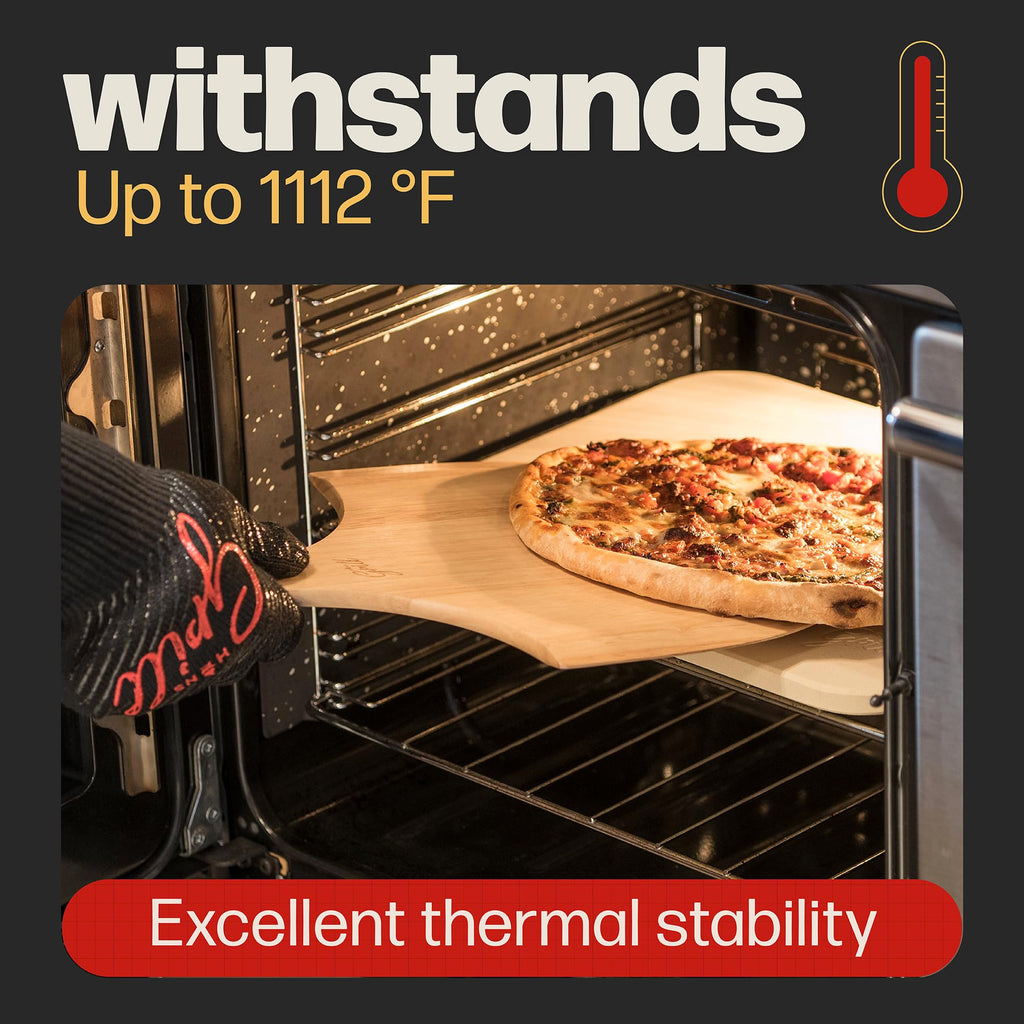 Hans Grill Rectangular Pizza Stone with Peel, 15 x 12 Inch Cordierite Stone