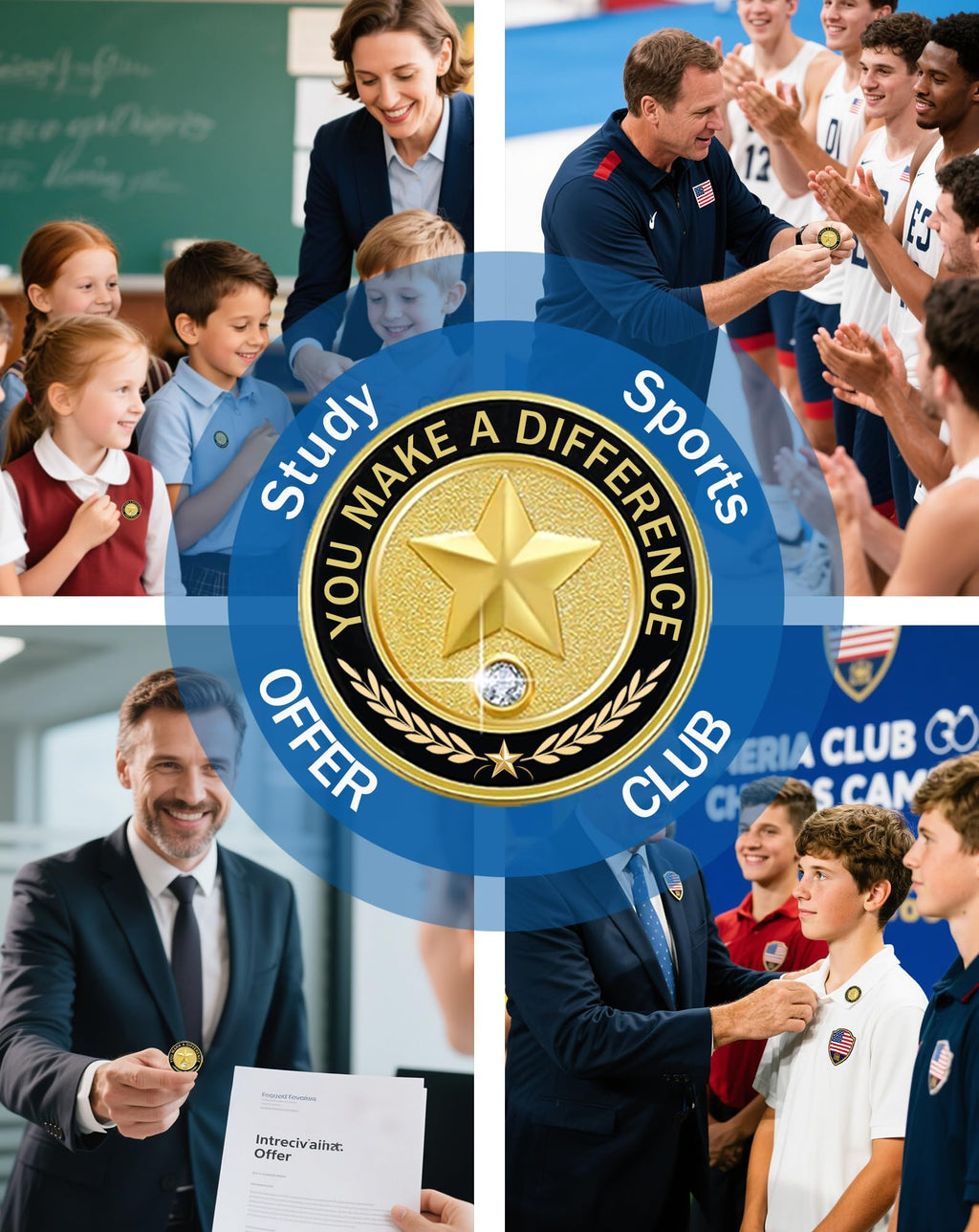 50 Pcs Employee of the Month Pins, Recognition Enamel Pin Bulk, Performance Reward Gift for Staff Team Volunteer - You Make a Difference Lapel Pin
