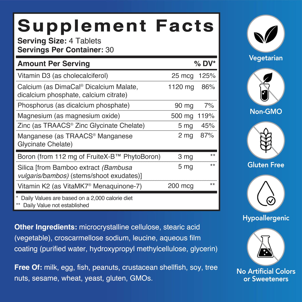 Patient One OsteoOne | Supplement to Support Bone Health and Calcium Absorption* | with Calcium, Vitamins D3 and K2 and More | 120 Tablets