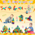 FNJO Magnetic Tiles, 100PCS Building Blocks, STEM Magnets Building Toy Set, Preschool Kindergarten Construction Stacking Toy, School Teacher Supplies, Classroom Must Haves