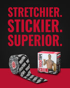 RockTape Extra Sticky 2" x 16.4' Kinesiology Tape (Logo,Black), Athletic Tape for Muscle Pain Relief, Injury Recovery, Microscopic Skin Lifting & Decompression, Sweat & Water Resistant, Hypoallergenic