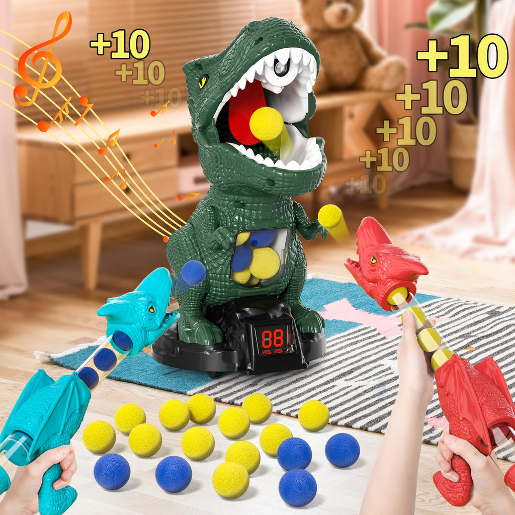 BLmukce Dinosaur Shooting Toys for Kids 3-5 5-7, Movable Target Shooting Game trex Chomp Shot Dino Blaster Toy Gift for Boys Age 4-8, Christmas & Birthday Gifts for 3 4 5 6 7 8 Years Old Kids