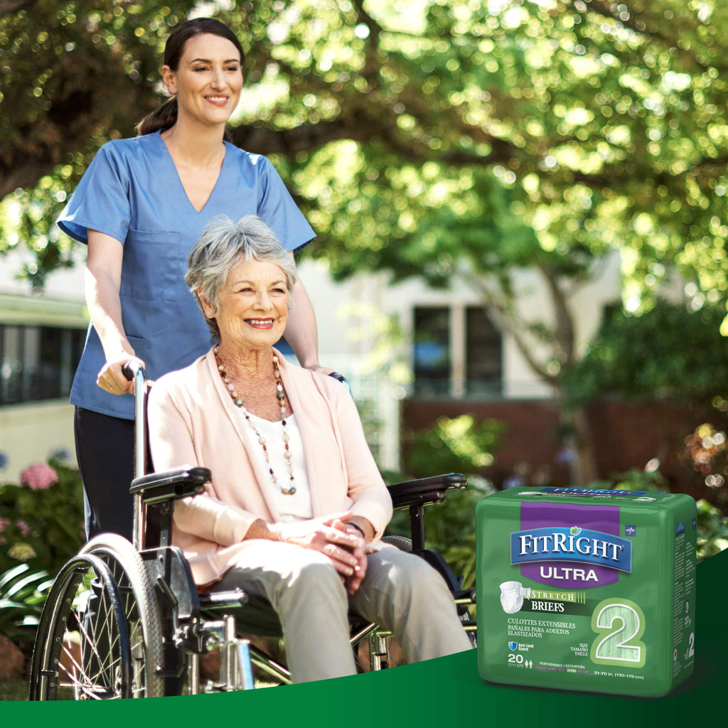 FitRight Stretch Ultra Adult Briefs, Incontinence Diapers with Tabs, Heavy Absorbency, Large/XL/2XL, 51 to 70", 20 Count