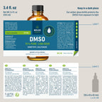 WoldoHealth DMSO 70% with Demineralized Water 30% - Pharmaceutical Grade Glass Bottle 3.38oz with Dropper