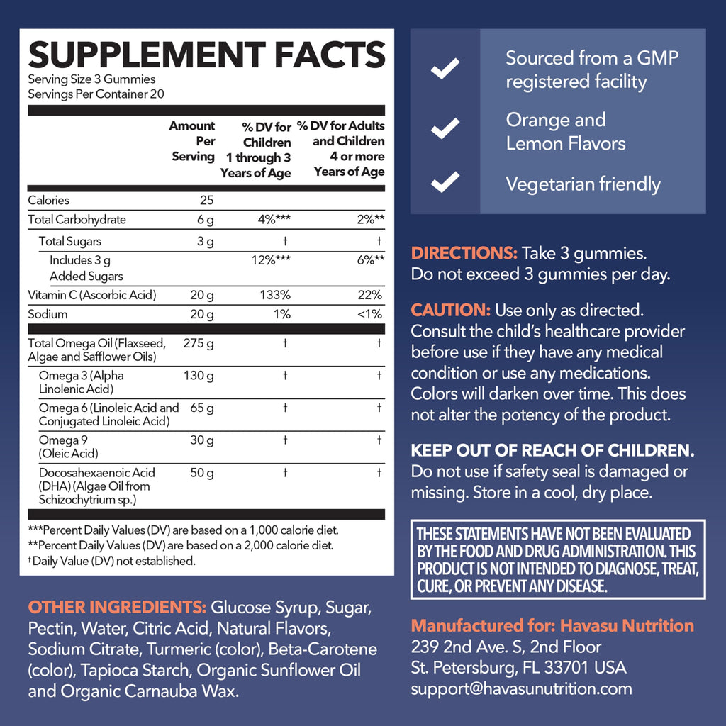 Omega Gummies for Kids, Lemon & Orange, 60ct, Body & Brain Support