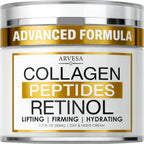 Retinol Cream for Face with Collagen Peptides - Anti Aging Wrinkle Cream for Women and Men - Day-Night Facial Moisturizer with Hyaluronic Acid - Tightening and Skin Firming - Neck & Décolleté