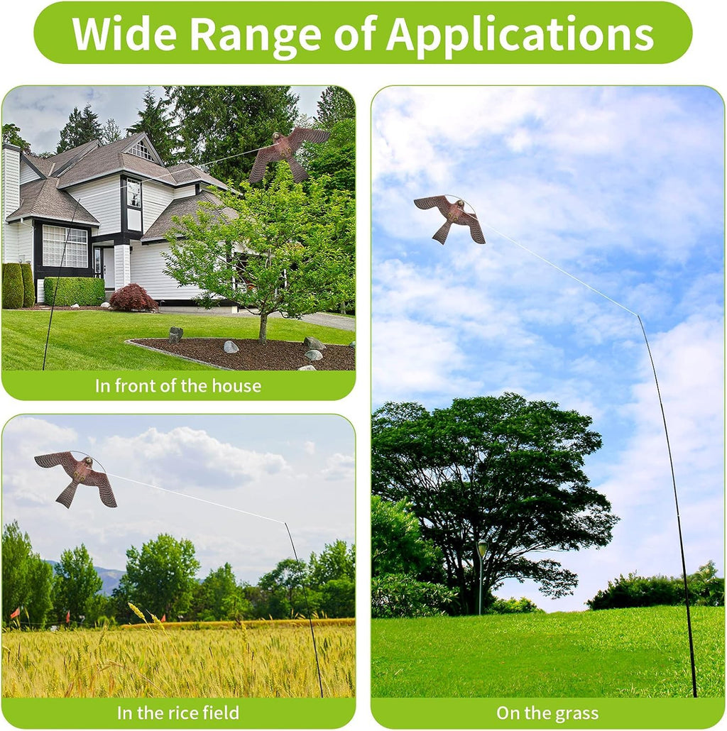flyonte Bird Scare Flying Kite with 4m Pole Has The Effect of Scaring Birds