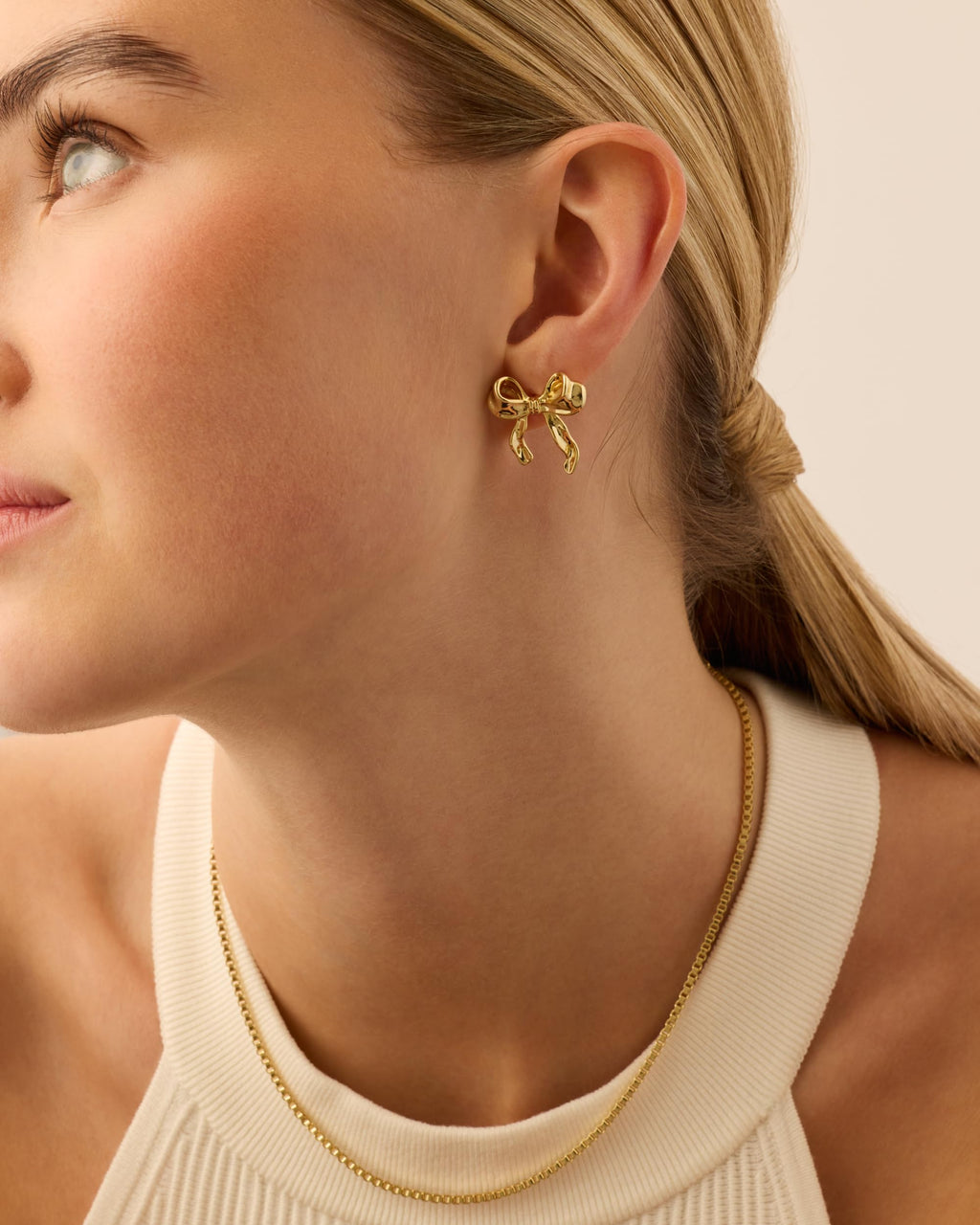 PAVOI Stud Earrings, 14K Gold Plated, Yellow Gold, Size 30 x 25 Millimeters