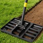 Lawn Leveling Rake – 17”x10” Heavy Duty Stainless Steel Lawn Leveler with 28”-60” Adjustable Handle, Anti-Flip Smooth Edge for Top Dressing Soil, Yard, Garden Lawn Care Tool