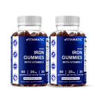 Vitamatic Iron Gummies Supplement for Women & Men - 20mg Serving - 60 Vegan Gummies - Great Tasting Iron Gummy Vitamins with Vitamin C (60 Count (Pack of 2))