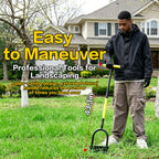 BCJCLTS 43-Inch Edger Lawn Tool, Heavy Duty Lawn Edger, Half Moon Steel Saw-Tooth Blade with Wide Footplate & Ergonomic T-Grip Handle, Manual Border Grass Edger for Lawn, Sidewalk & Garden Landscaping