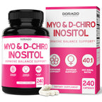 Myo-Inositol & D-Chiro Inositol Supplement For Women (240 Capsules, 2050mg Per Serving Ideal 40:1 Ratio Myo Inositol) Hormone Balance for Women - Third Party Tested, Vegan Safe & USA Made - 240 Count