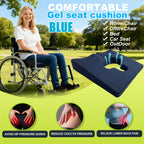 FoKon Gel Wheelchair Seat Cushion,Bed Sore Cushions for Butt,hemorrhoid Pillow,Sciatica,Back,Coccyx,Pressure Sore/Ulcer Pain Relief Butt Pillow,Ergonomic Chair Cushion, Anti-Slip&Washable Cover(Blue)