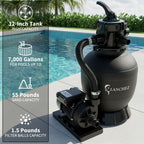 LANCHEZ Sand Filter Pump for Above Ground Pool, Pool Pumps Above Ground, Pool Sand Filter with 7-Way Valve, 12in