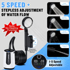 Spopal Portable Shower for Camping, [Upgraded] 10000mAh Rechargeable Camping Shower with 5 Adjustable Speeds,Premium LED Display, IPX8 Waterproof Outdoor Shower Kit for Hiking, Car, Pet, Travel (W)