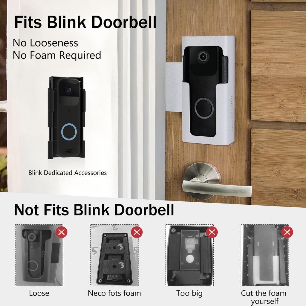 Homalor Anti Theft Ring Doorbell Mount: White Ring Doorbell Door Mount Blink Camera Holder - Metal, No Drill Required