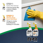 RMR Bathroom Breakthrough Bundle – Tub & Tile Cleaner + Xtreme Soap Scum Remover, 2-Step Deep Clean System for Shower, Tub, Tile, Grout, & Glass Buildup, Stains, & Grime, 2–32 Oz Bottles