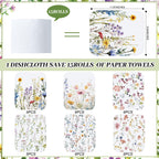 Noveread 36 Pack Reusable Kitchen Cloths Cotton Towels, Wildflowers