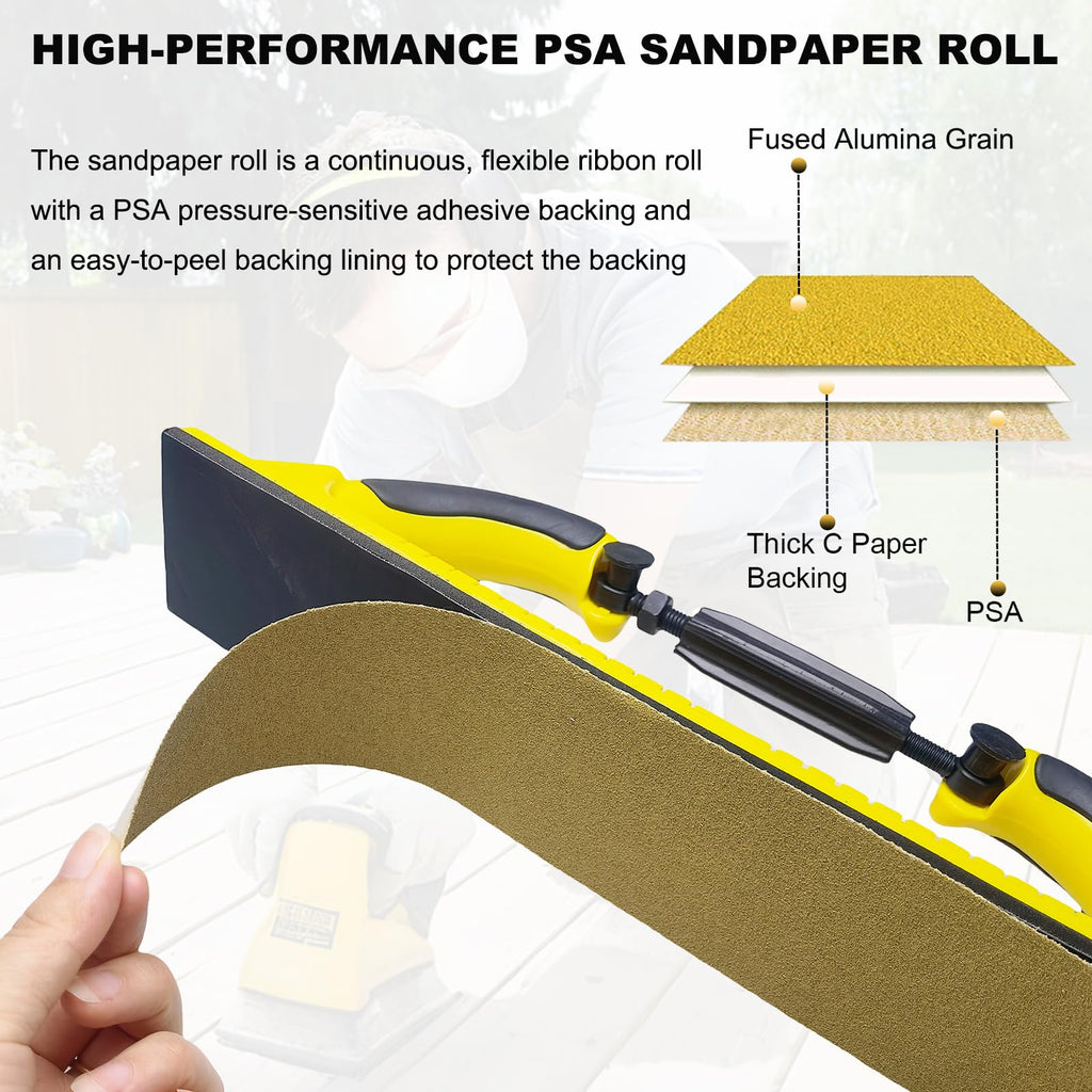 Total 30 Yards 2-3/4" Wide PSA Continuous Roll Kit - 80, 120, 180, 220, 320, 400 Grit Longboard Sandpaper, Self Adhesive Stickyback Sanding Sheets Paper for Automotive, Woodworking Sanding Blocks