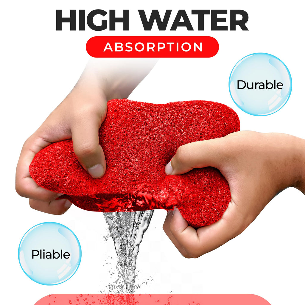 Multi-Purpose Sponges for Cleaning - Red 10 Pack, Large Sponges for Car Washing, Tile & Grout, Bulk Pack Sponge